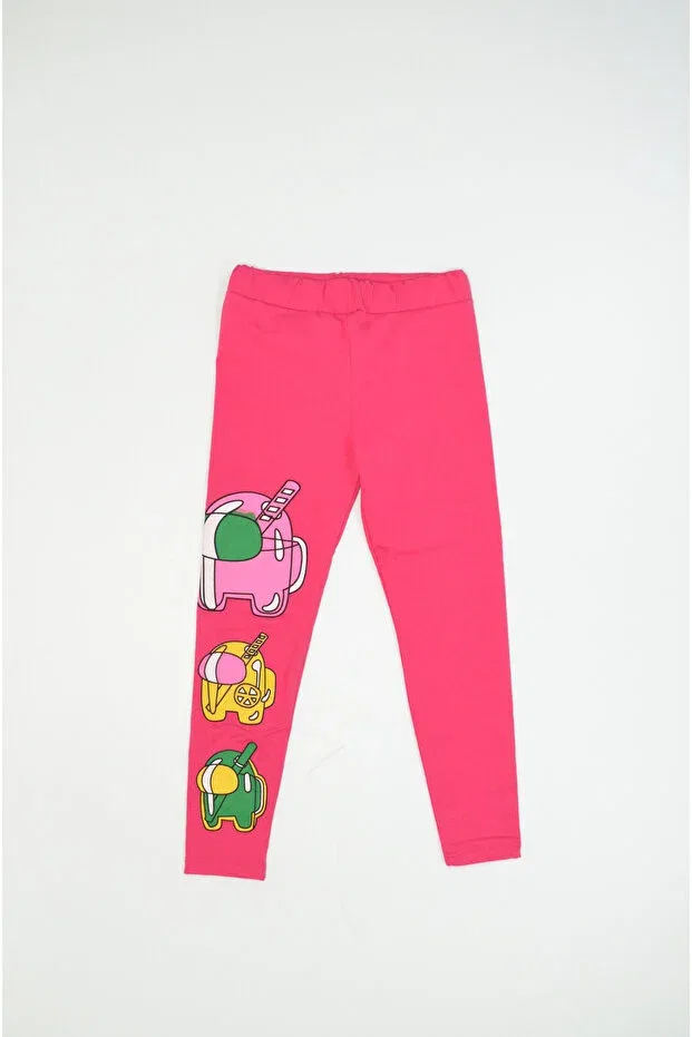 Детские леггинсы для девочек с принтом Seasonal Lycra Single Jersey Ladder Printed Wide Elastic Waistband Girls' Leggings Baby Slon Kids Clup, Fuchsia
