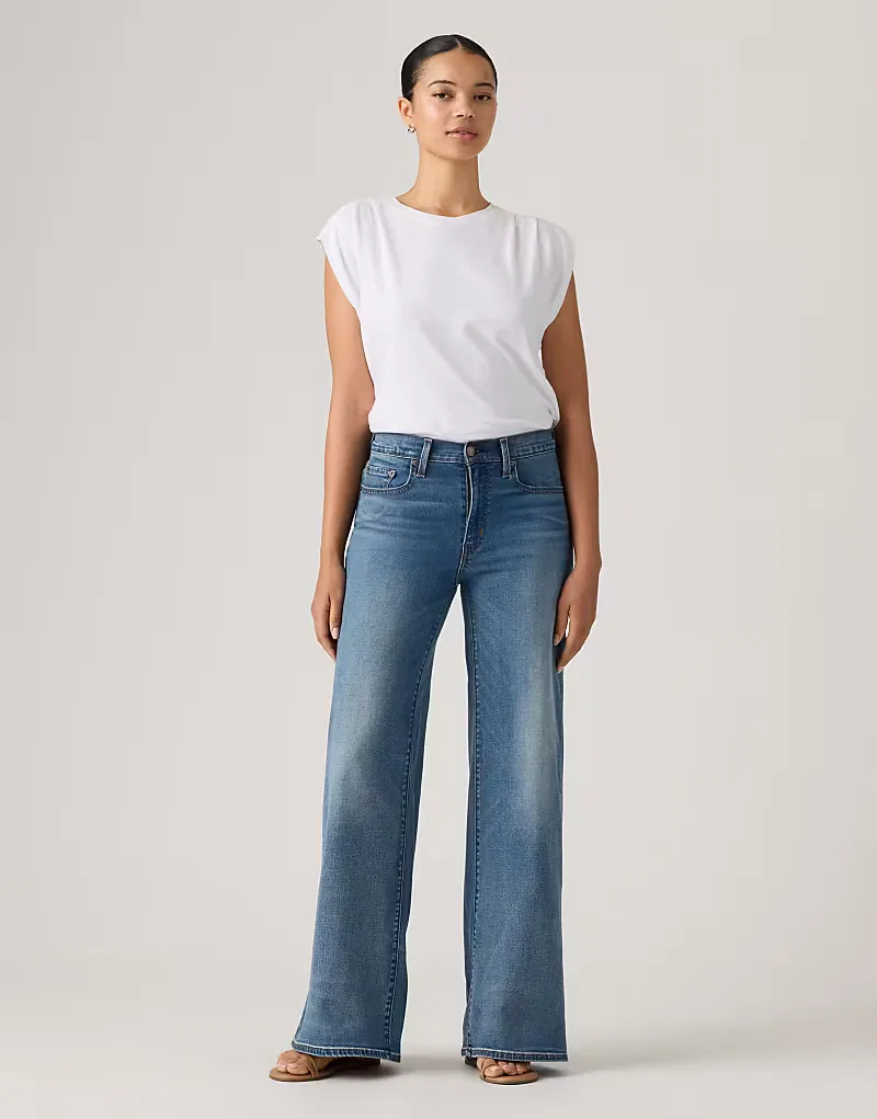 Джинсы Levi's 728 с высокой посадкой и широкими штанинами, синие — фото 2