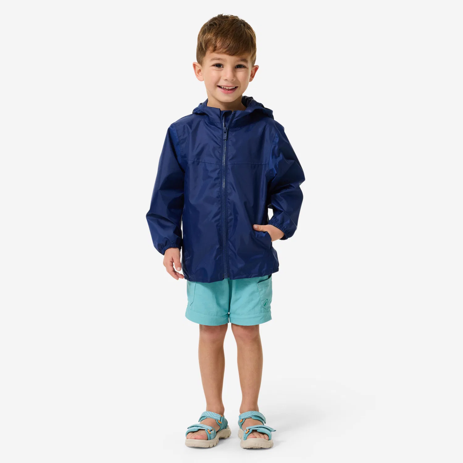 Детская дождевая куртка для мальчиков MH100 Zip Quechua, Navyblau — фото 2