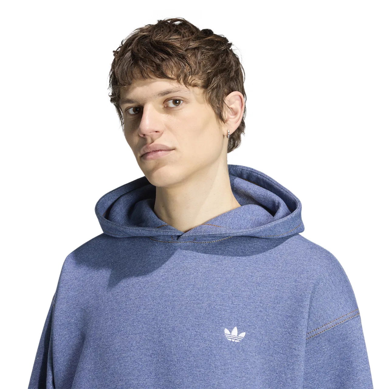 Мужская толстовка Essentials Melange Loose Hoodie Adidas, синий/белый — фото 3