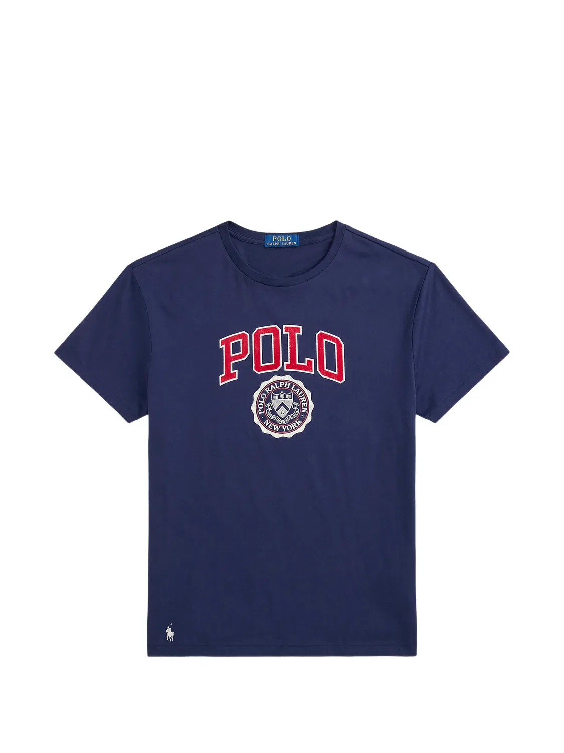Футболка с флоковой печатью, синяя Polo Ralph Lauren, синий