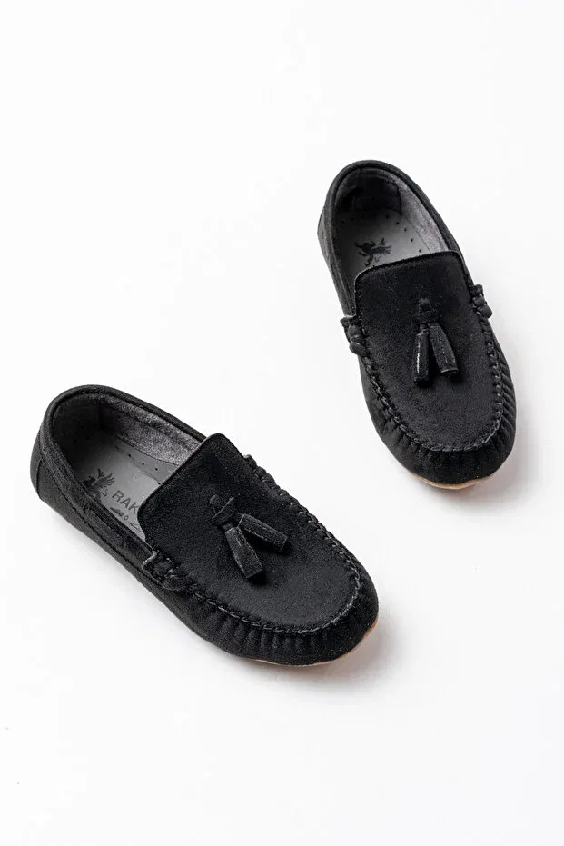 Детские лоферы для девочек с коротким каблуком P Papuccum Ortopedi Çocuk Ayakkabıları, Black — фото 2