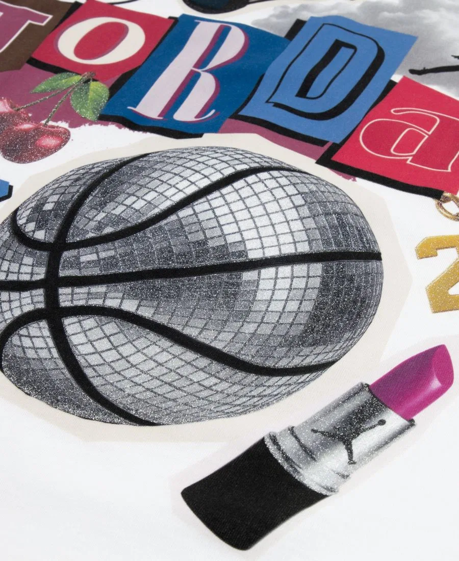 Футболка с принтом и укороченным кроем Air Collage Jordan, White — фото 3