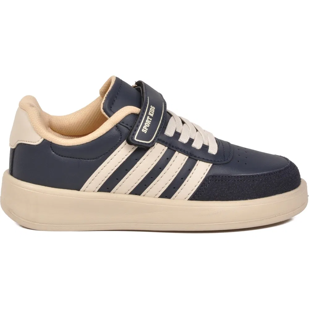 Детские спортивные кроссовки для мальчиков на липучках Lafonten 754 F, Navy Beige Walkway — фото 3