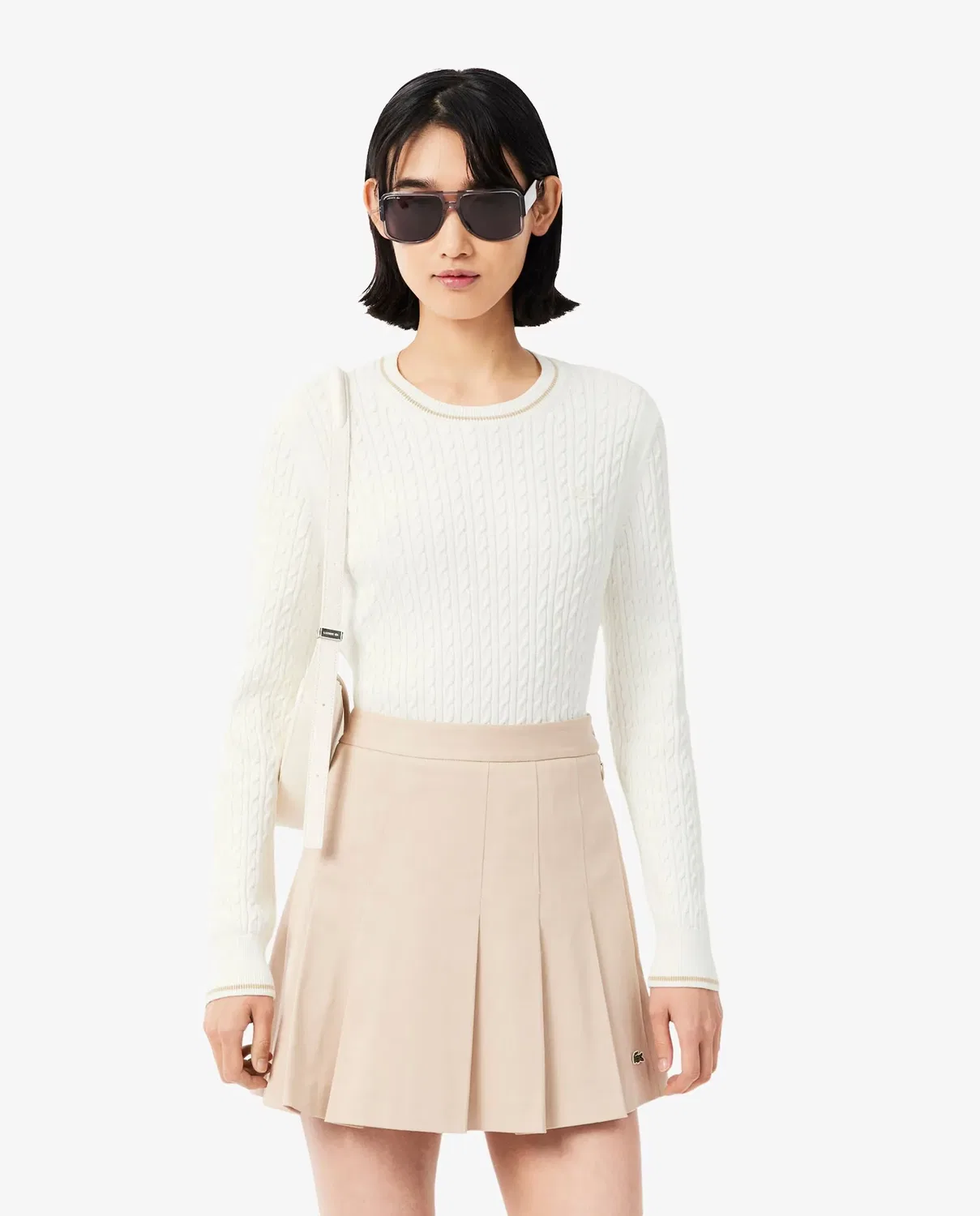 Джемпер Lacoste Blanco с косами и полосами