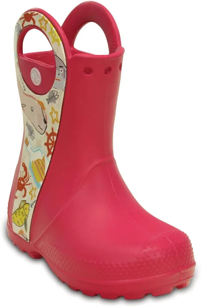 Детские сапоги для девочек с принтом Sea Life Crocs, Raspberry