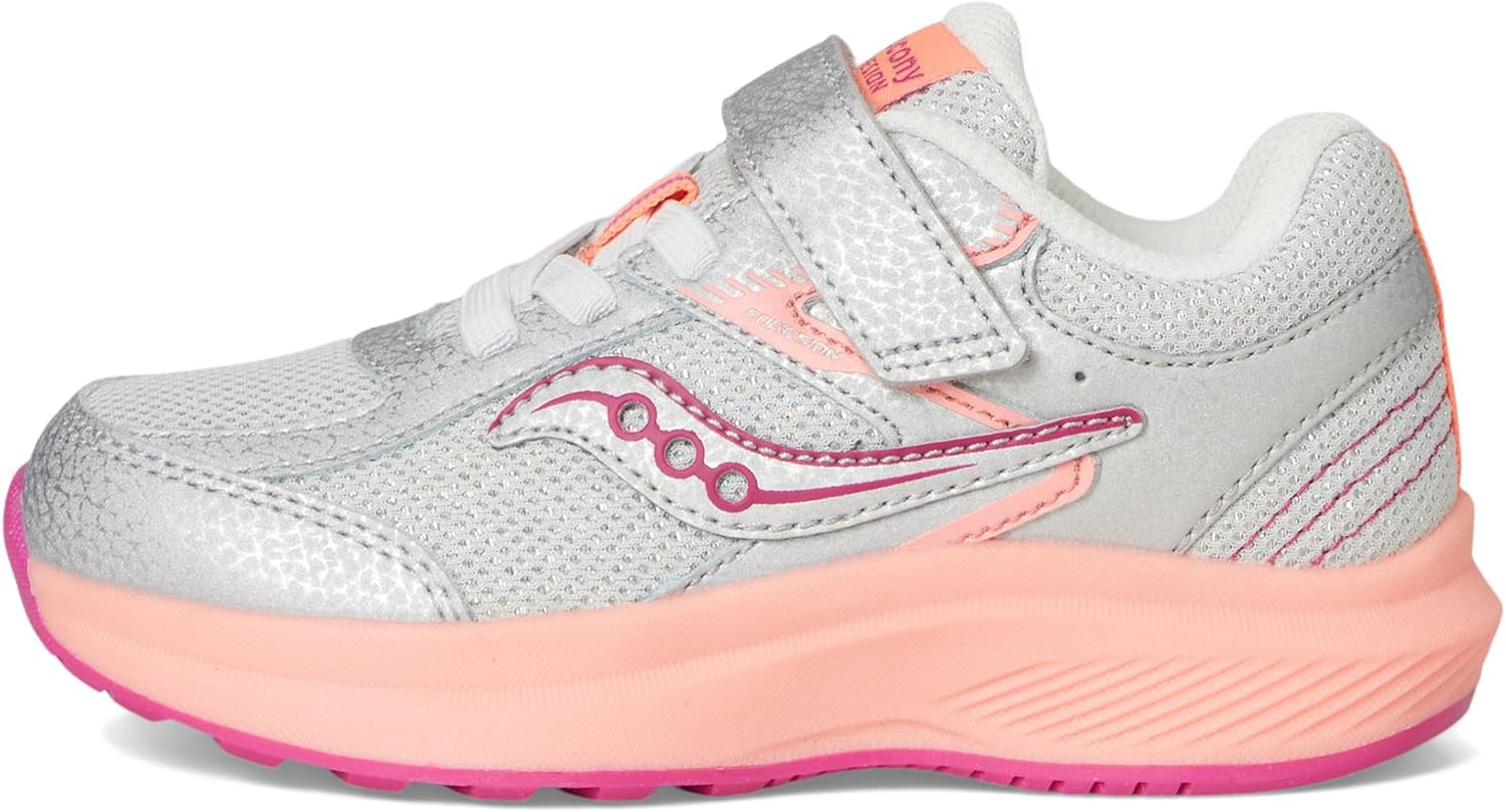 Детские кроссовки Saucony Cohesion с альтернативной застежкой для детей и подростков, Silver/Coral — фото 4