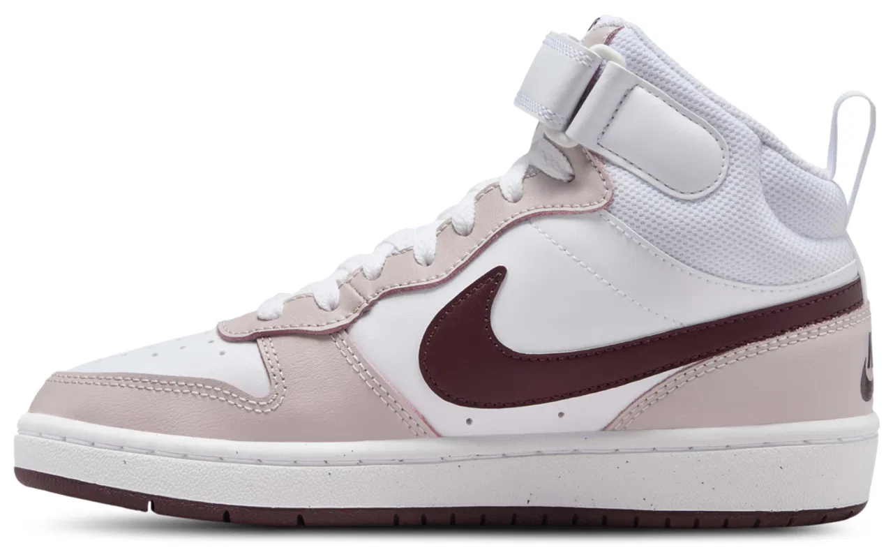 Кроссовки для мальчиков Court Borough Mid 2 Nike, цвет White/Burgundy Crush/Platinum Violet — фото 2