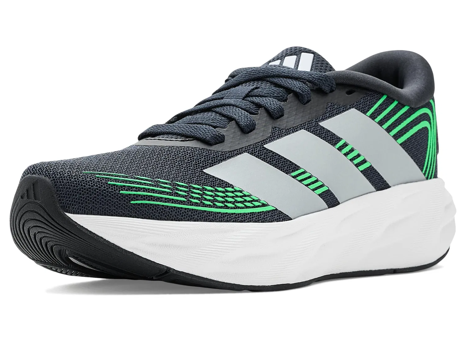 Кроссовки Galaxy 8 Shoes (для больших детей) Adidas Kids, Night Grey/Tech Grey Metallic/Screaming Green