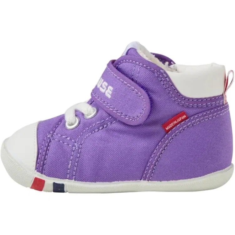 Детские кроссовки с принтом Miki House Logo-embroidered Stripe-detail Sneakers, Purple