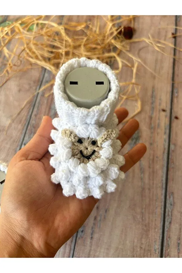 Детские пинетки для новорожденных с рисунком Hand Knitted White Lamb Figured Baby Panduf Booties Seraskids, White — фото 3