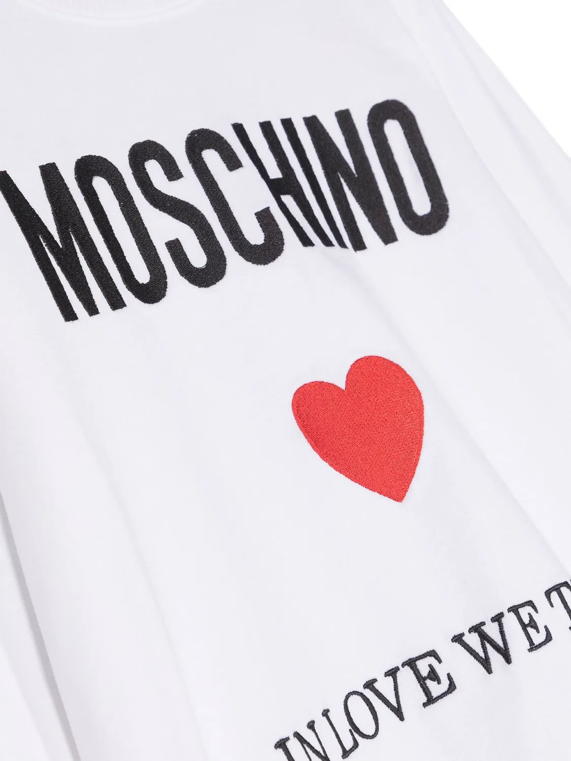Хлопковый свитшот с вышитым логотипом Moschino, белый — фото 3