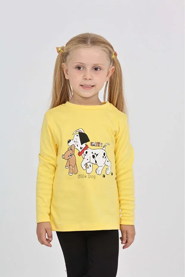 Детские свитшот для девочек с принтом Dog Bear Toontoy, Dark Yellow