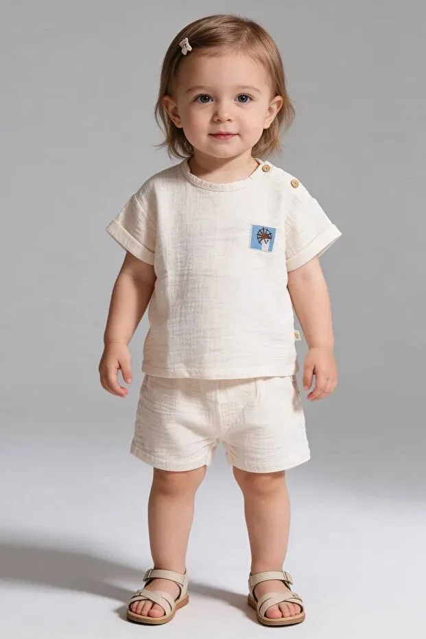 Детские шорты для девочек муслиновые Basics Lumybee, Nude Color — фото 4