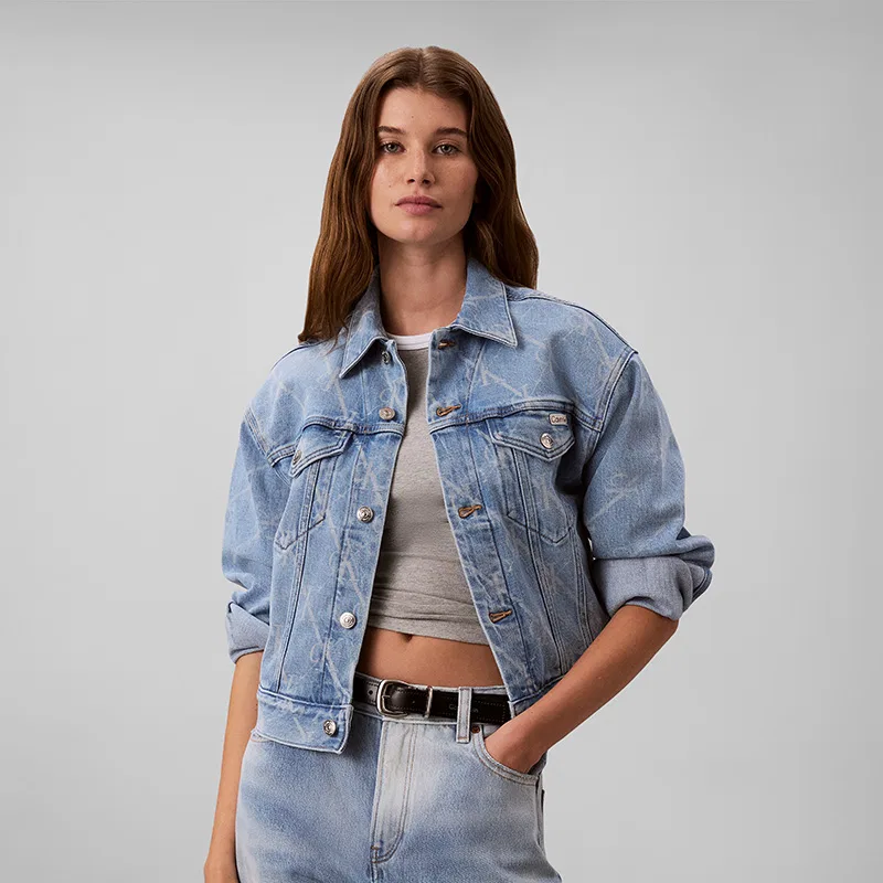 Женская джинсовая куртка с отложным воротником Calvin Klein, Q0Z Denim Light Blue — фото 4