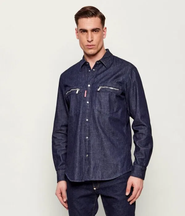 Мужская джинсовая рубашка Biker Dsquared2, Blu Marino