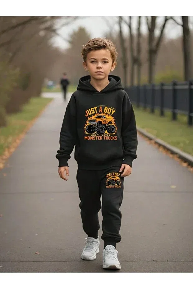 Детский комплект для девочки с принтом Monster Trucks Svart Wear, Black