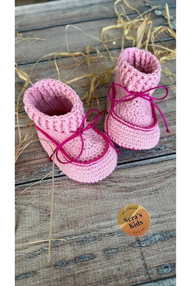 Детские зимние ботинки для девочек вязаные Seraskids, Pink — фото 3