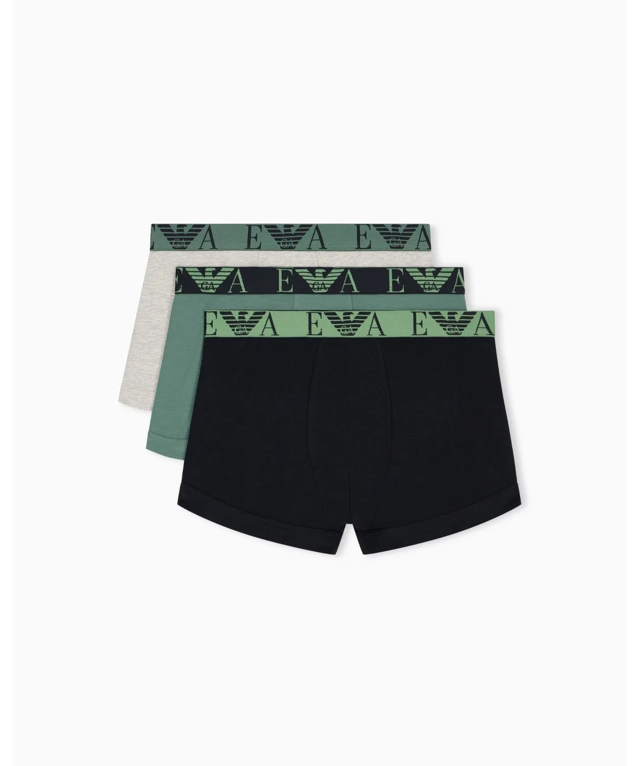Мужские боксеры-слипы с монограммой, комплект из 3 штук EMPORIO ARMANI, Green