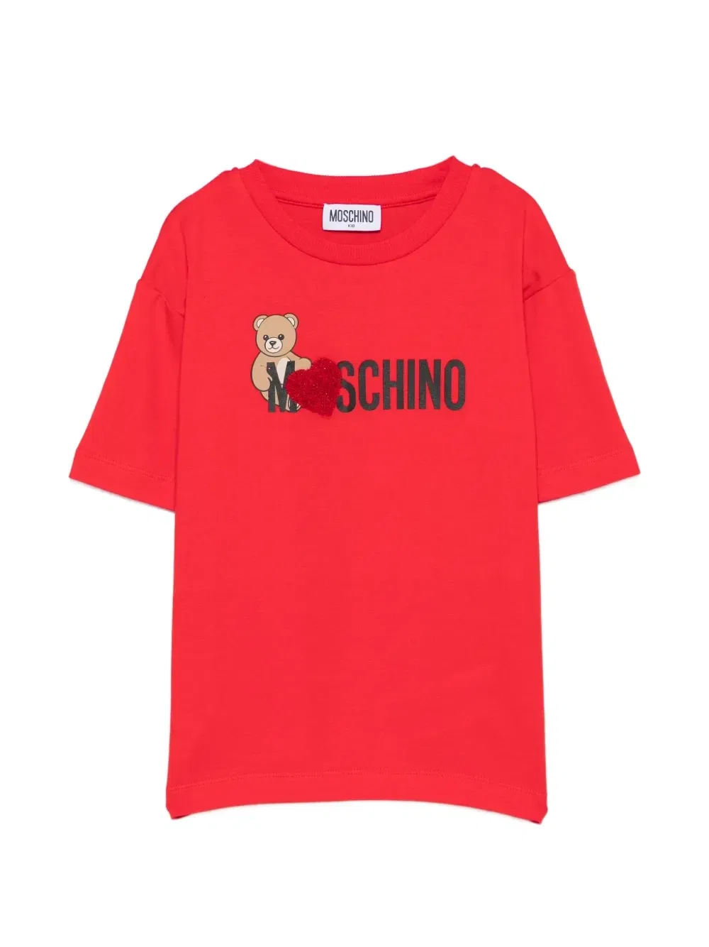 Футболка с нашивкой в форме сердца Moschino Kids, красный