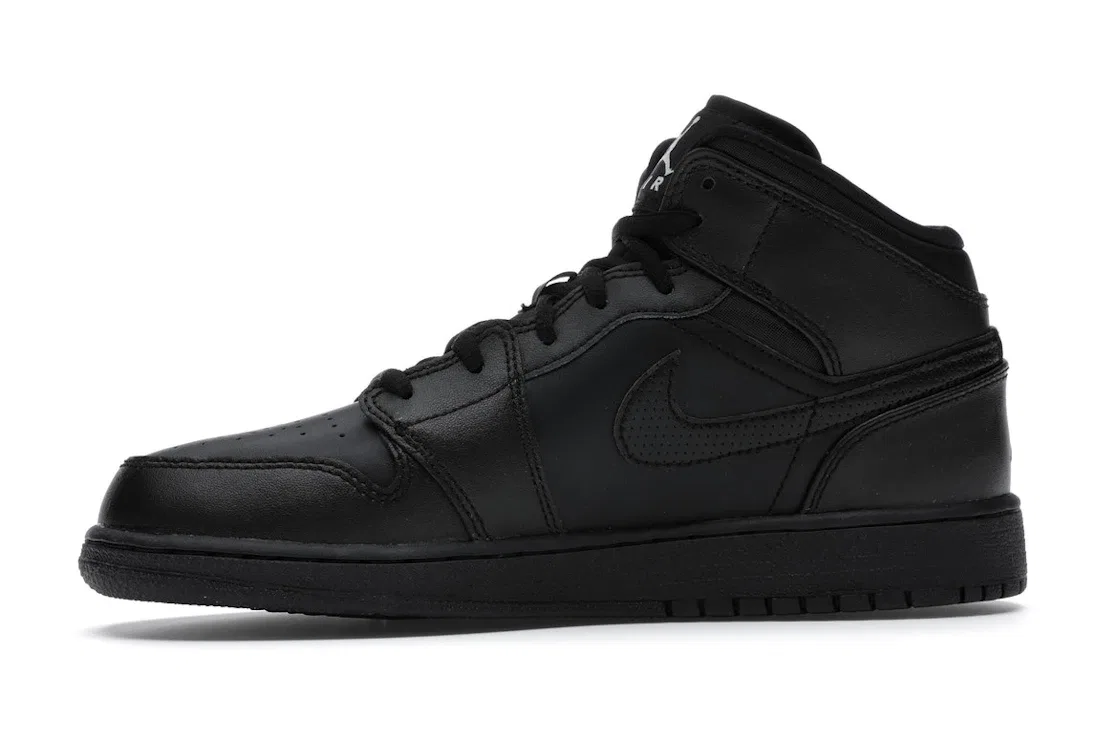 Детские кроссовки с высоким берцем Jordan 1 Retro Mid, Black/White — фото 3