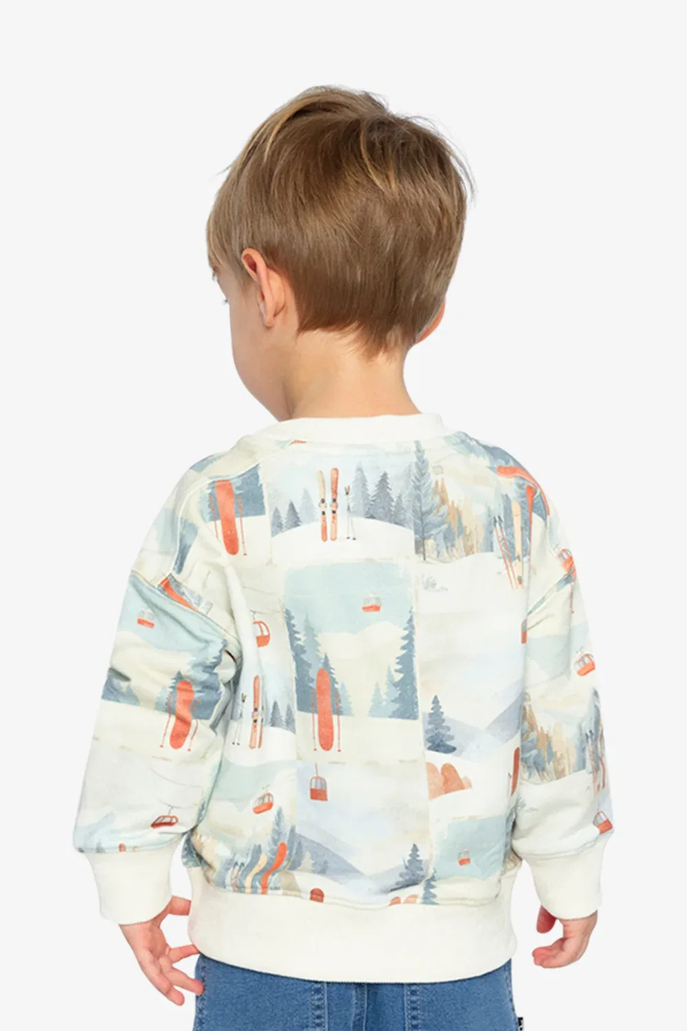 Детский свитшот из флиса с принтом Nordic Buddies Deux par Deux, Beige Ski Print — фото 4