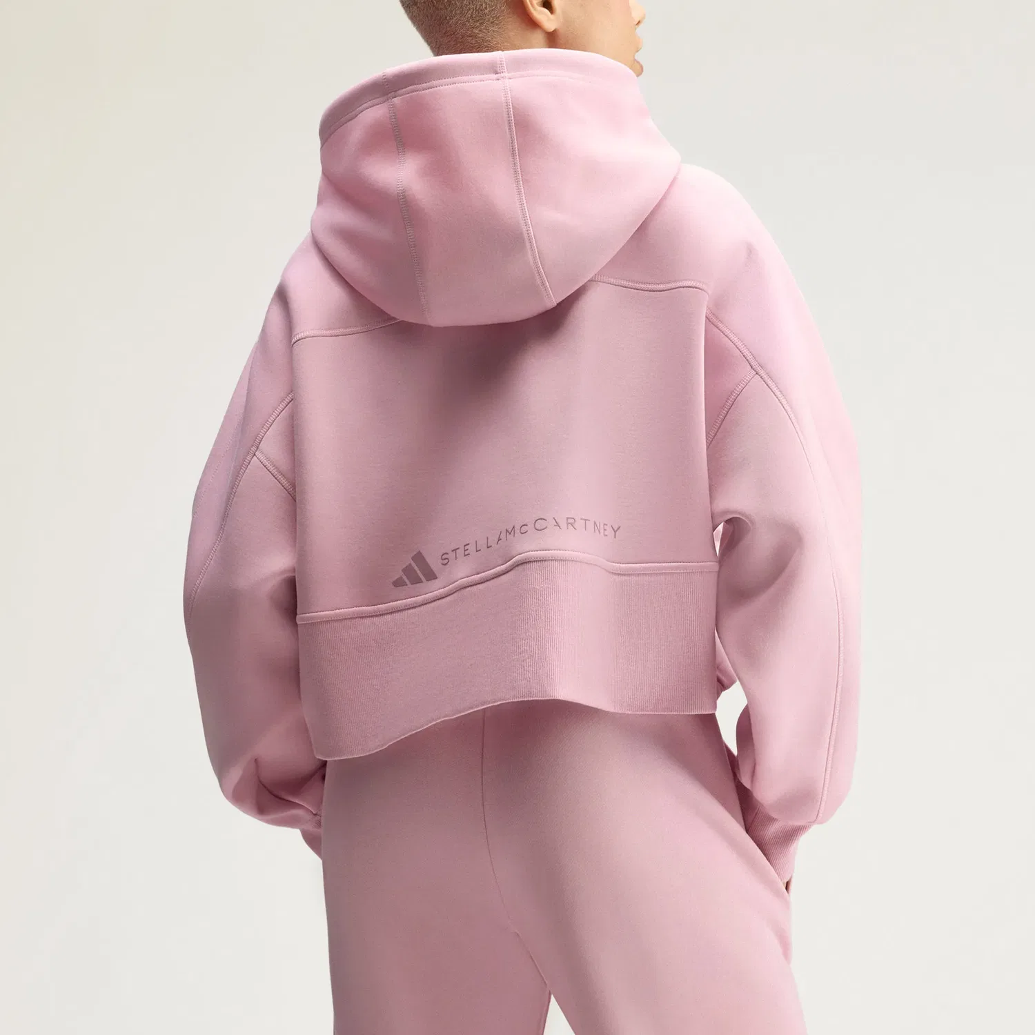 Женская куртка с капюшоном, укороченная, прямого кроя, X Stella McCartney, Adidas, Pink — фото 4