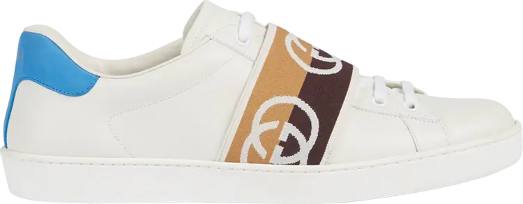 

Кроссовки Gucci Ace Elastic Web Interlocking G - White Brown, коричневый