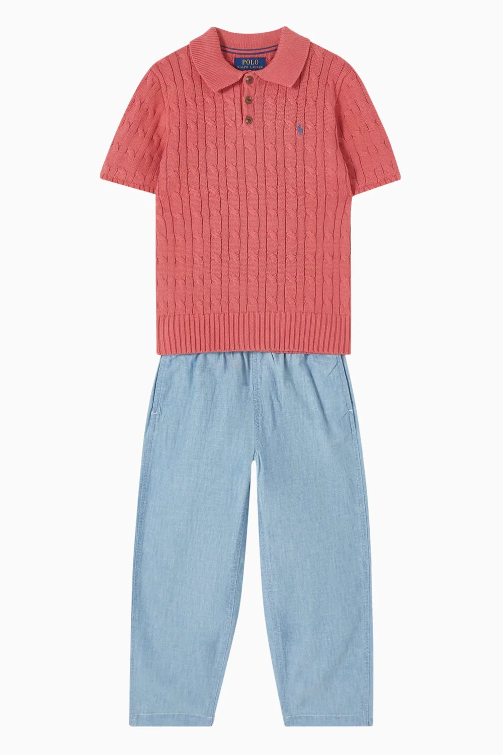 Футболка поло с вязаным узором из хлопка Polo Ralph Lauren — фото 2