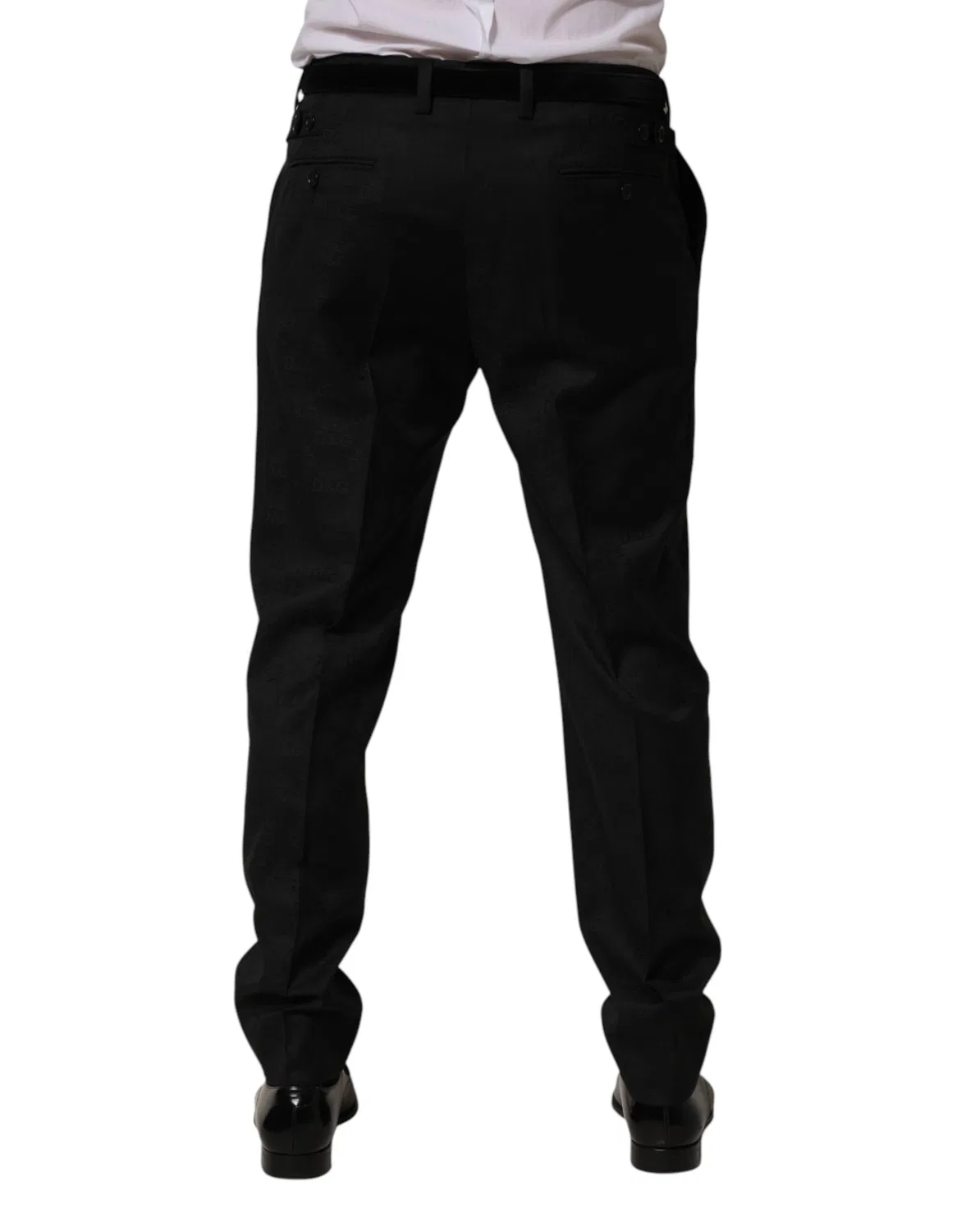 Мужские брюки классические с логотипом, Black Wool Skinny Dress Formal Trouser Pants, Dolce & Gabbana, черный — фото 4