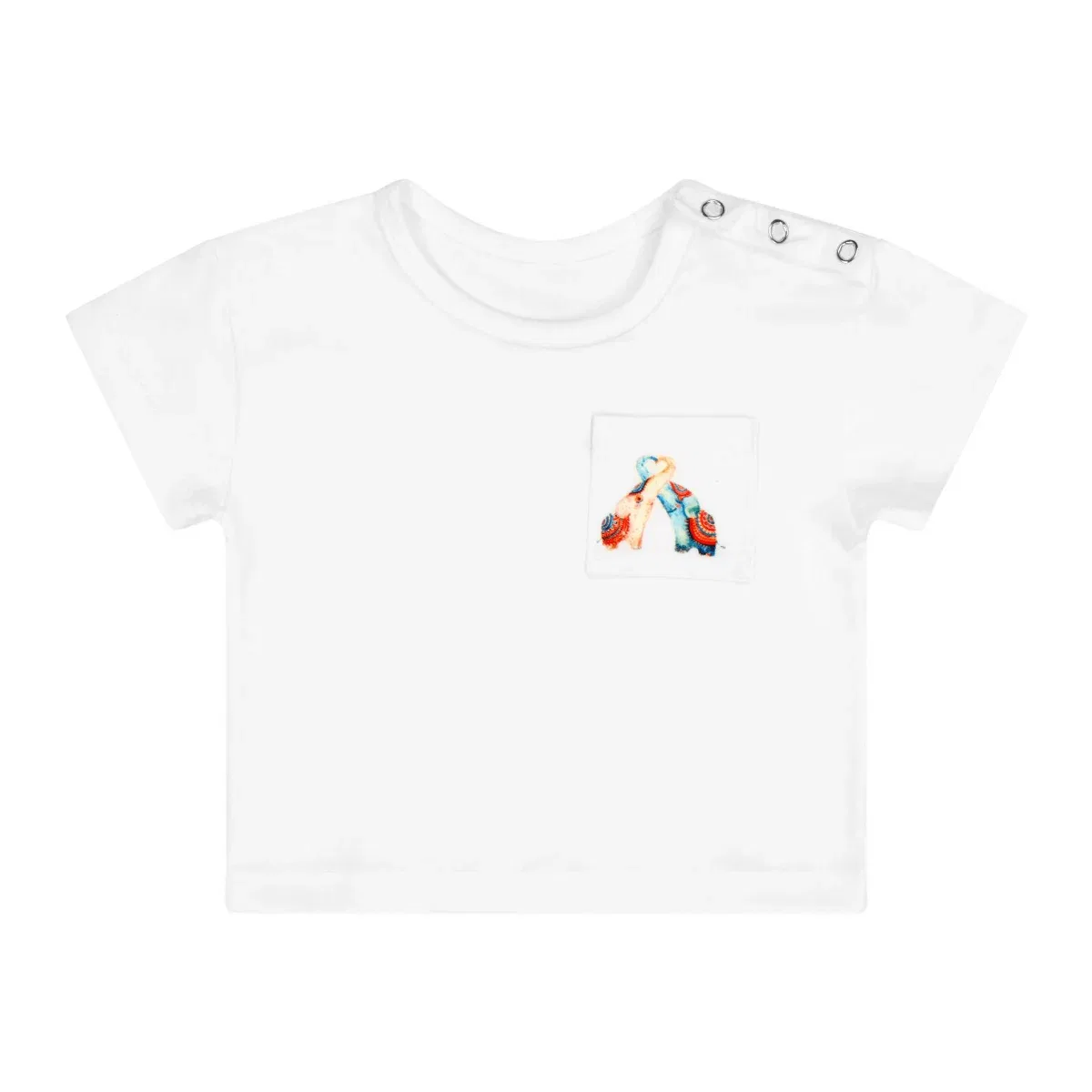 Детская футболка для мальчиков с карманом с принтом The Baby Elefante Pocket Shirt Mixed Up Clothing, White