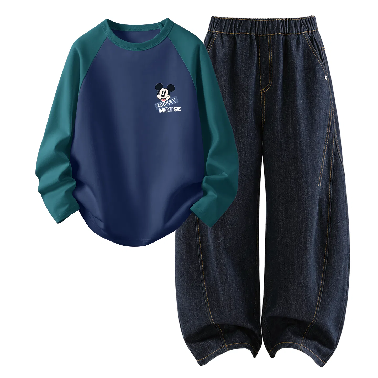 Детский комплект спортивной одежды с длинным рукавом Disney, Dark Green Blue/Denim Black Blue