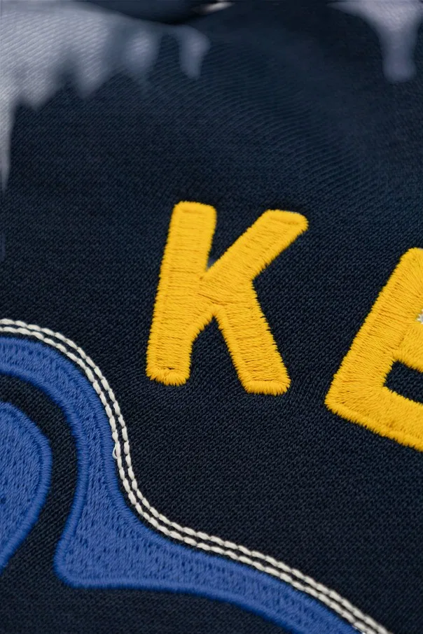 Худи с вышивкой логотипа Kenzo Boys Logo-Embroidered Cotton Hoodie, Navy — фото 3