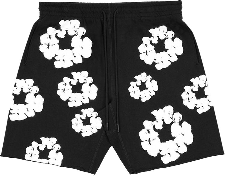 Спортивные шорты READYMADE x Denim Tears Cotton Wreath Sweatshorts 'Black/White', черный - фото