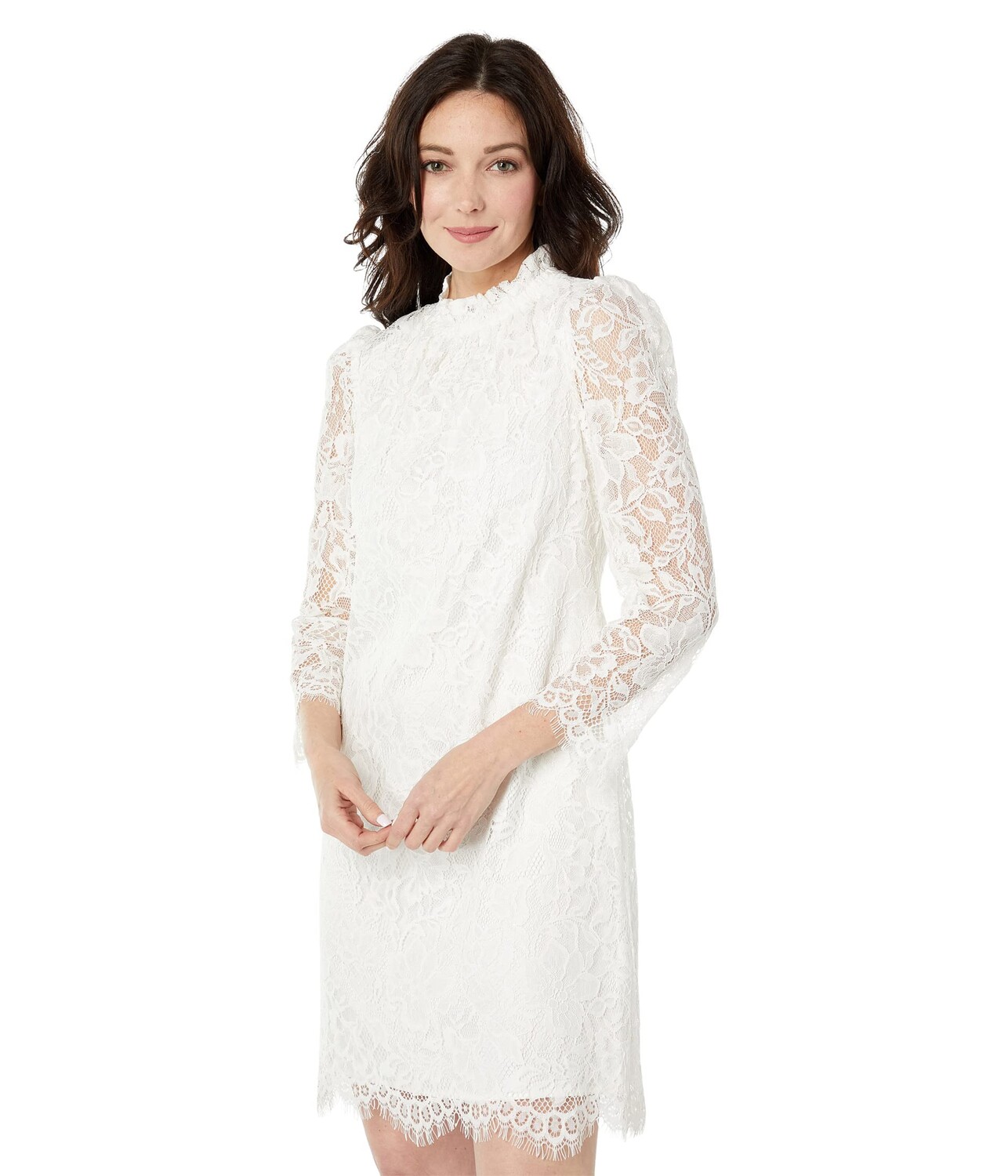 

Платье Vince Camuto, Lace Ruffle Shirring Neck Shift