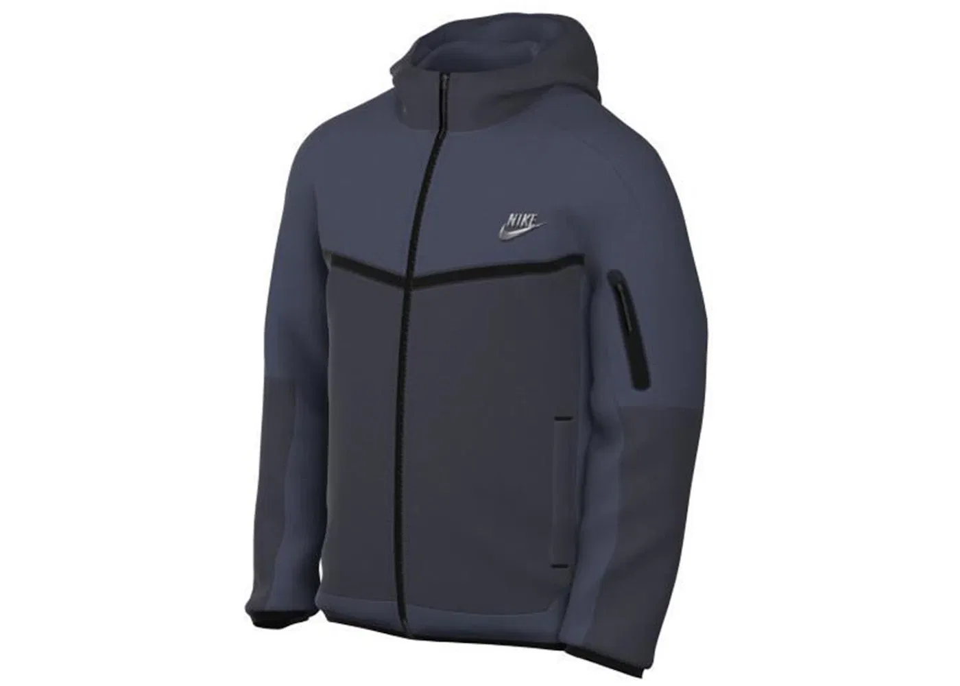 Мужская худи Tech Fleece на молнии Nike, Thunder Blue/Dark Obsidian/Metallic Cool Grey