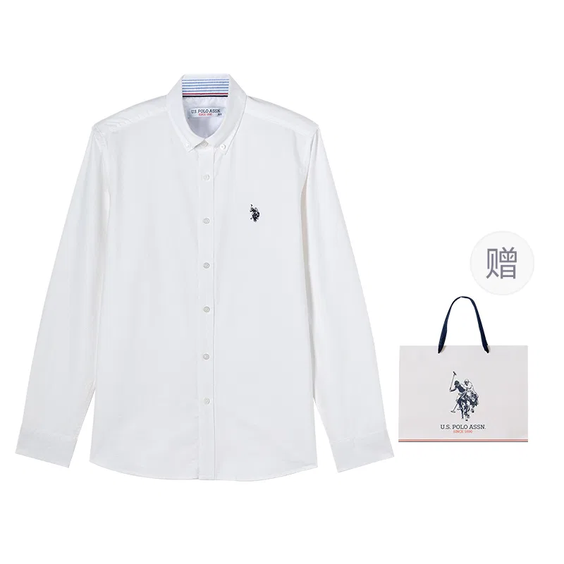 Мужская рубашка с острым воротником из хлопка Light Blue U.S. POLO ASSN. — фото 4