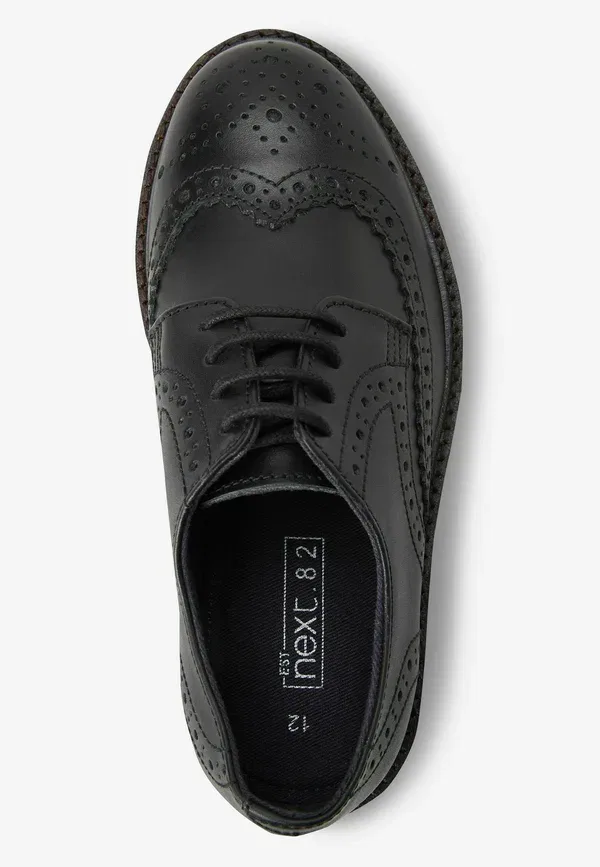 Туфли кожаные Wide fit brogues - lace-ups Next, черный — фото 3