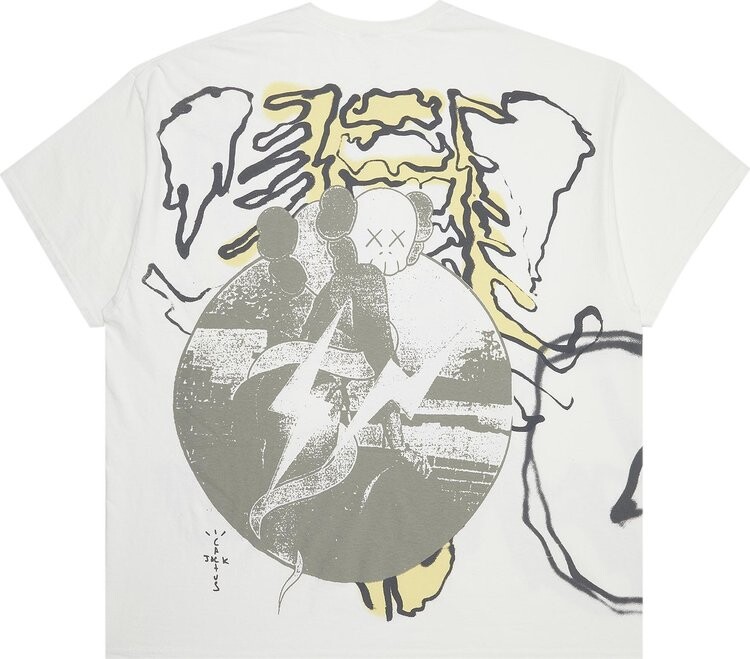 Футболка Cactus Jack by Travis Scott x KAWS с винтажным принтом, серый — фото 3