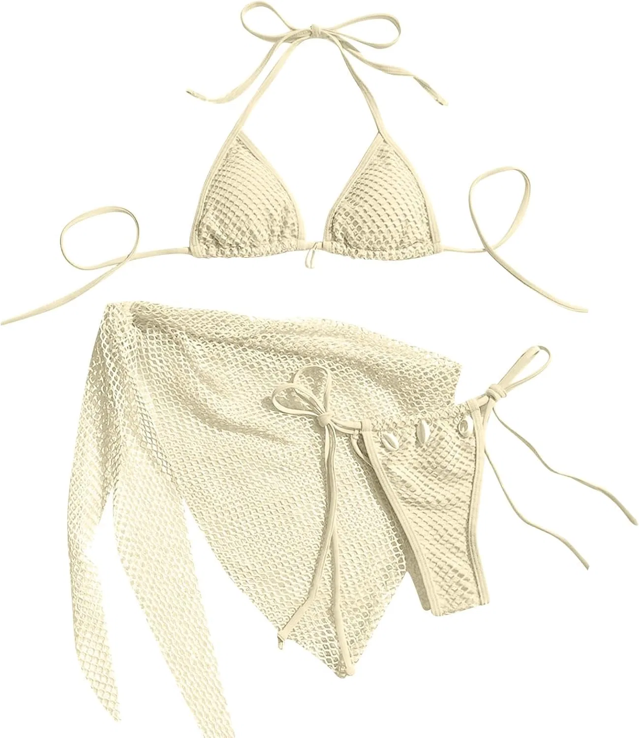 Женский бикини-комплект с юбкой-накидкой, Beige