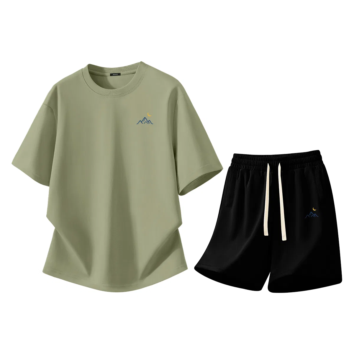 Детский спортивный комплект с принтом Y Bend Moon Mountain MINISO, Palm Green + Black