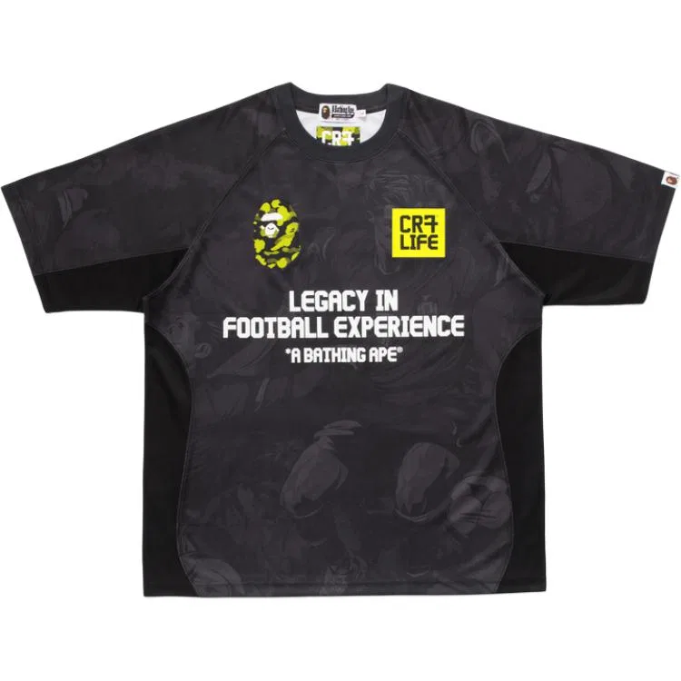 Детская футболка с длинным рукавом CR7 LIFE Soccer Jerseys A BATHING APE, черный