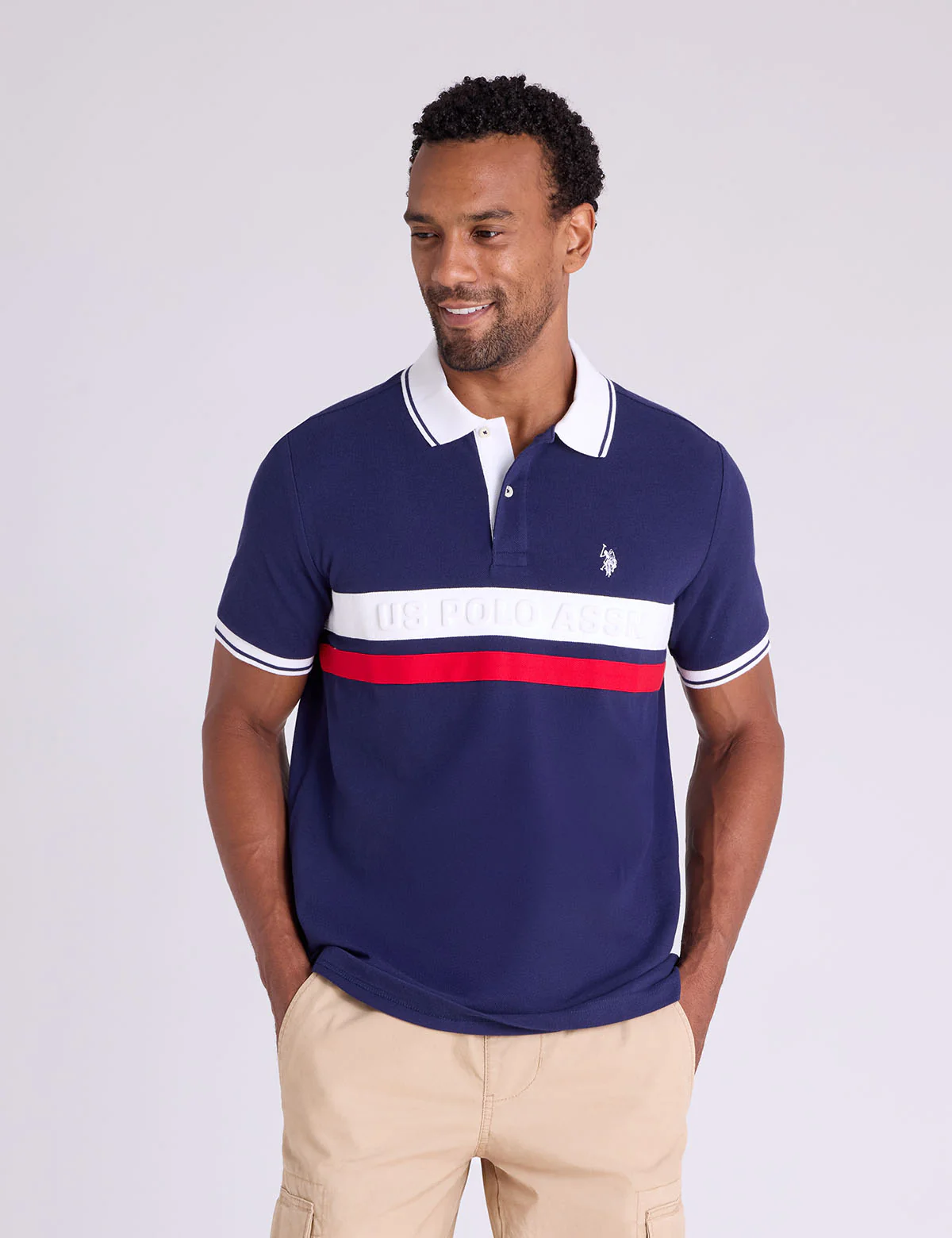 

Футболка U.S. Polo Assn Embossed Wordmark Pique, темно-синий