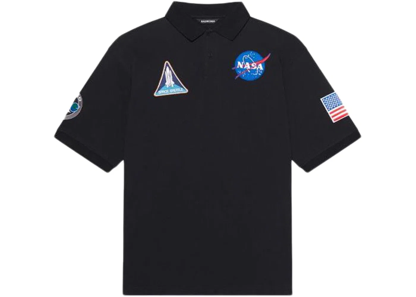 Мужское поло с патчами NASA Polo Balenciaga, Black
