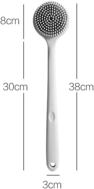 Щетка для душа двухсторонняя силиконовая с длинной ручкой WYRKYP, 38x7.5 см — фото 3