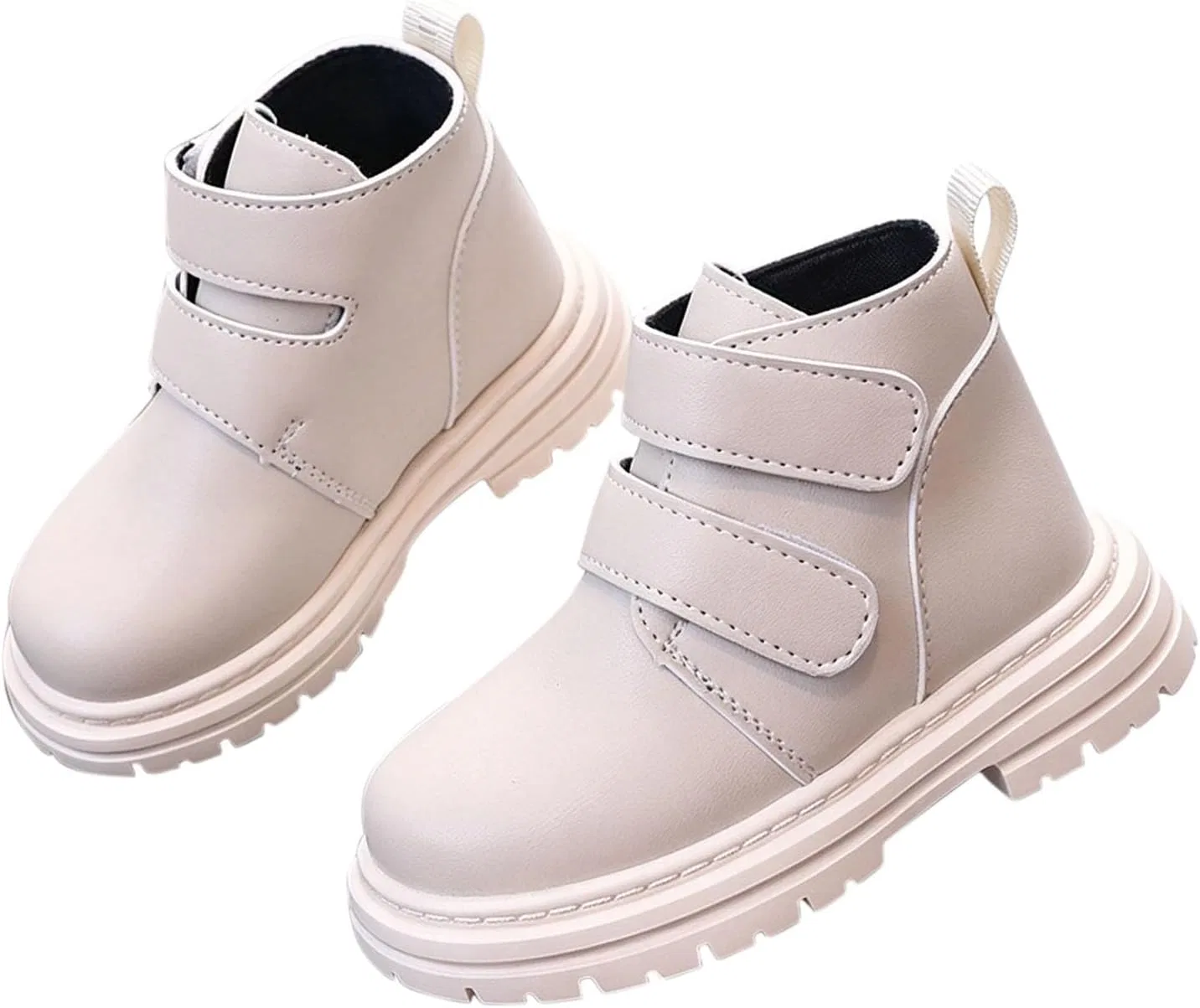 Детские ботинки для девочек с двойным ремешком на липучке, Beige