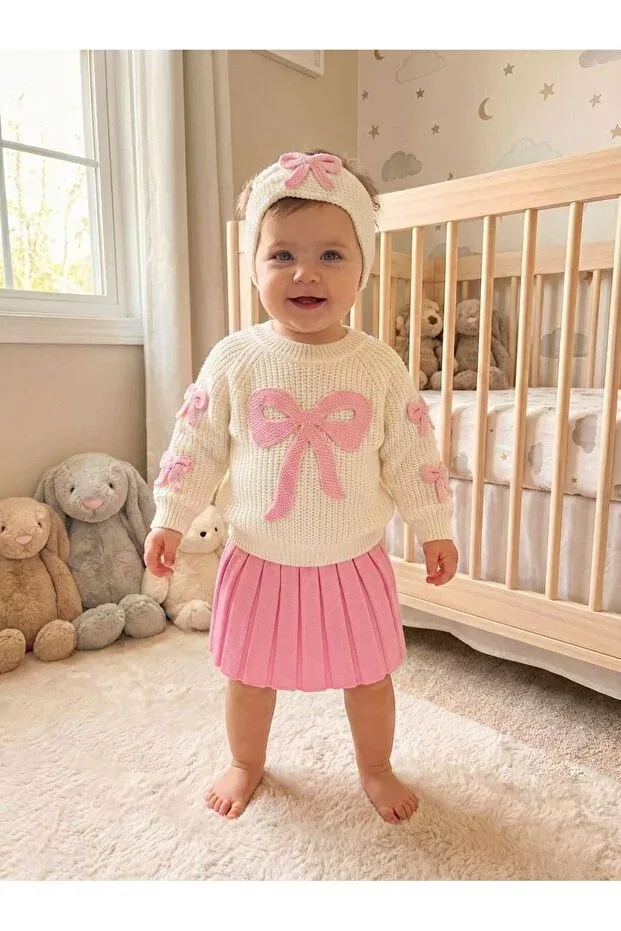 Детский комплект для девочек с вышивкой Yukobaby Bebeğiniz Için En Doğalı, Pink