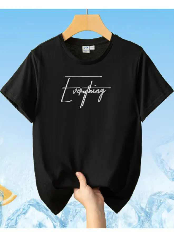 Футболка с принтом букв для девочек, короткий рукав, Jeanswest, черный