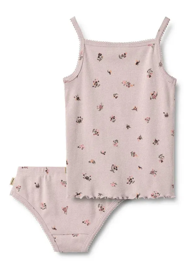 Комплект: майка и нижняя часть из 100% хлопка, модель Set, Wheat, Soft Lilac Flowers, сиреневый — фото 2