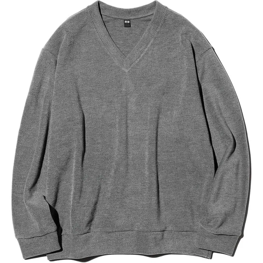 Женская толстовка с V-образным вырезом Lead Gray UNIQLO, Lead Gray